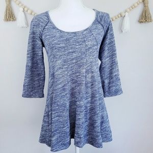 Anthropologie Deletta Pathed Seems Swing Top Blue